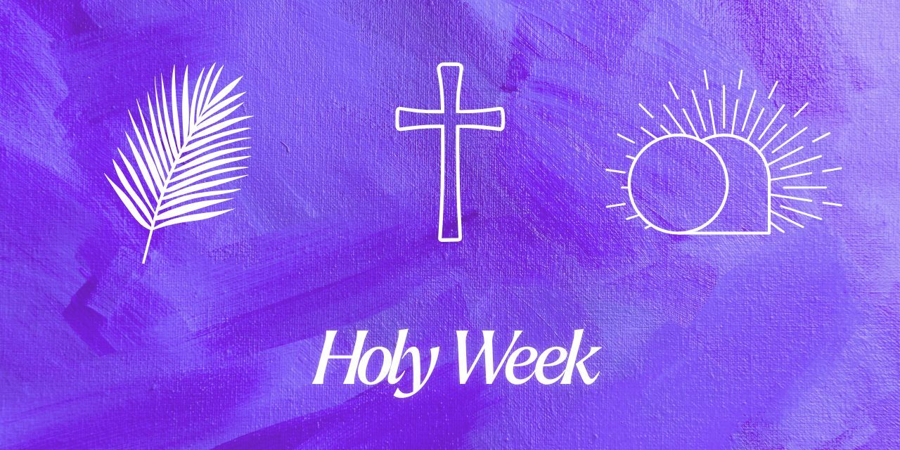 Holy Week - Palm frond cross  empty tomb images with Palm Sunday Good Friday and Easter Sunday